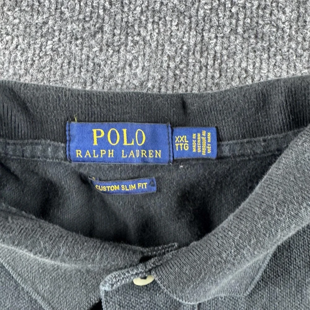 Polo Ralph Lauren Polo Shirt Mens 2XL Black Custom Slim Fit Short Sleeve Cotton
